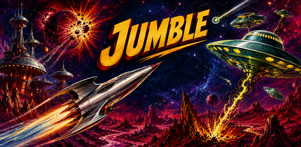 Jumble retro space shooter artwork